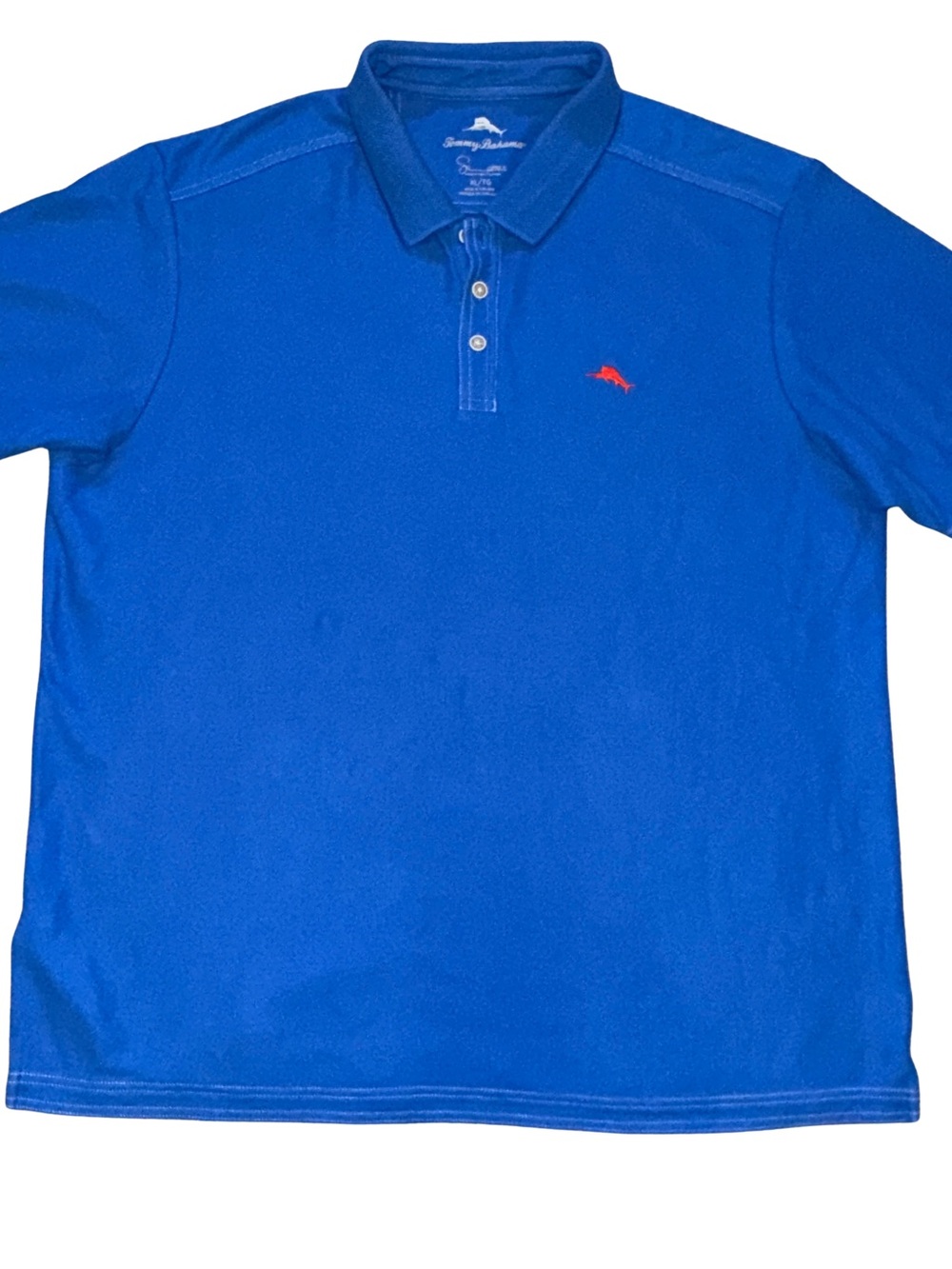 Tommy Bahama Polo Men’s XL Blue Short Suprima Cotton IslandZone Logo Casual Golf